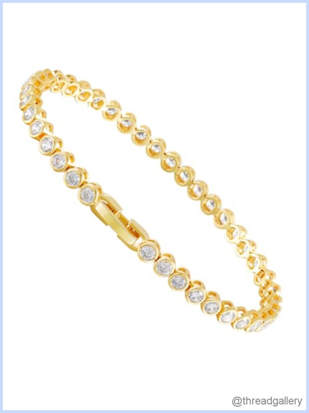 18K Gold Plated Tennis Bracelet Bezel Set 3MM Cubic Zirconia 6 Inch